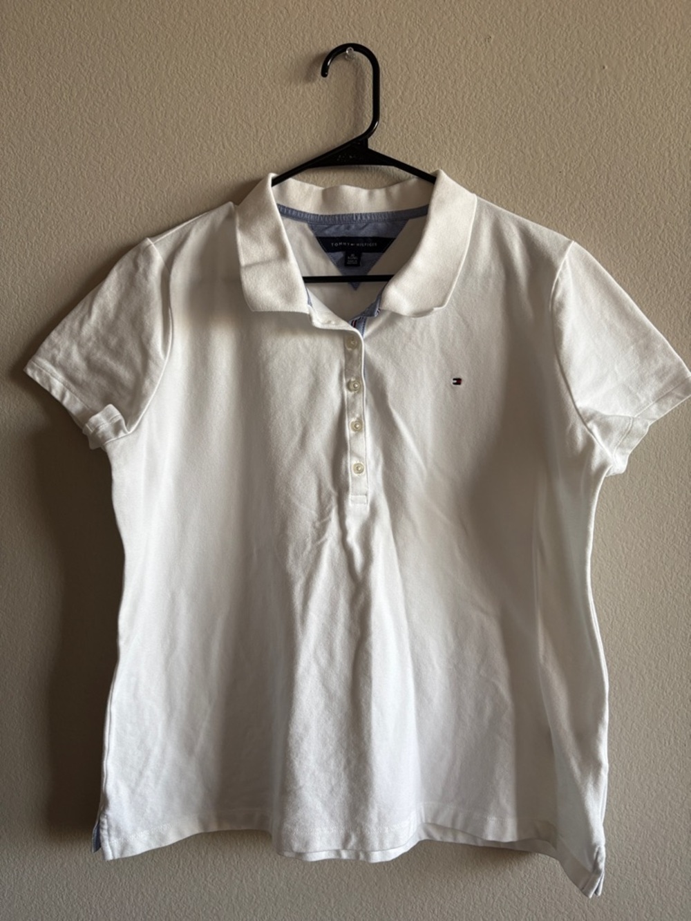 Tommy Hilfiger Classic Short-Sleeve Polo White Embroidered Logo Size XL